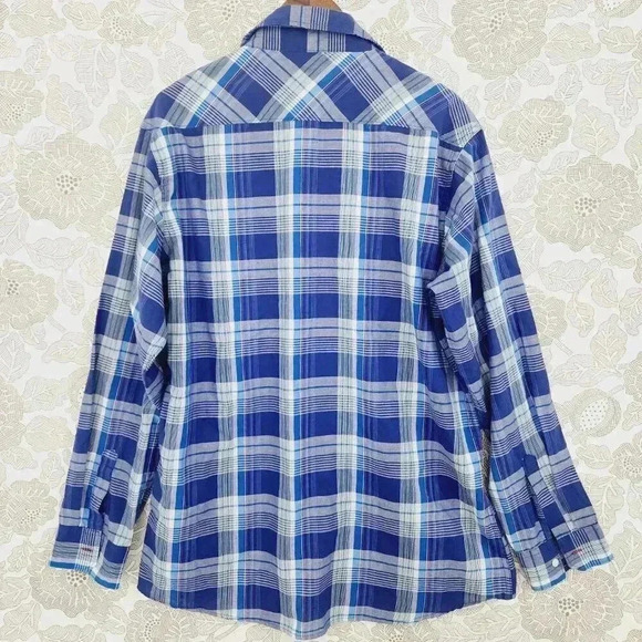 Wrangler Pearl Snap Red Button down Long sleeve Plaid Shirt Men'sXLT - Picture 2 of 7